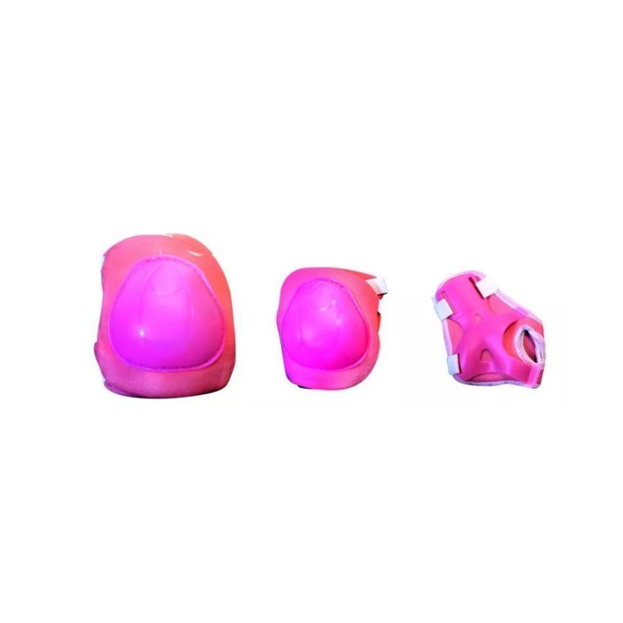 Set Codera Muñequera Rodillera  Protectores Bici Patines Color Rosa-2
