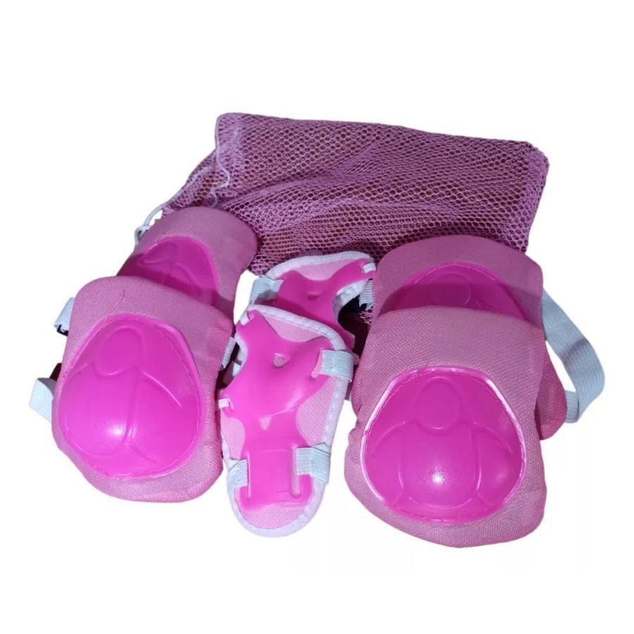 Set Codera Muñequera Rodillera  Protectores Bici Patines Color Rosa-3