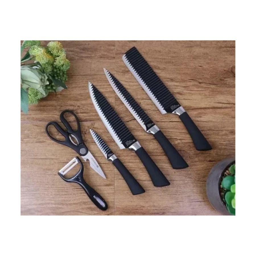 Set De 6 Cuchillos Juego Cuchillos Cocina Tijera Pelador-2
