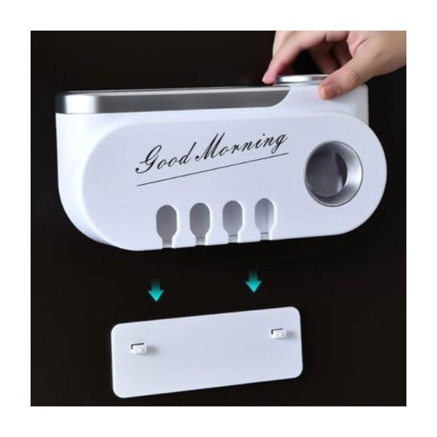 Dispensador de Pasta Dental de Pared Plateado-3