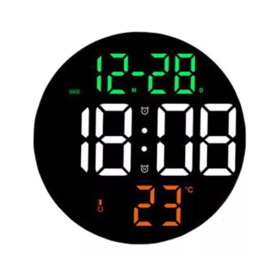 Reloj De Pared Digital Redondo Led Grande Control Remoto 9p-0