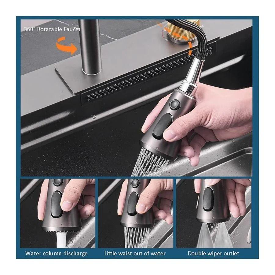 Lavaplatos De Cocina Cascada De Acero Inoxidable 75 X 45-1