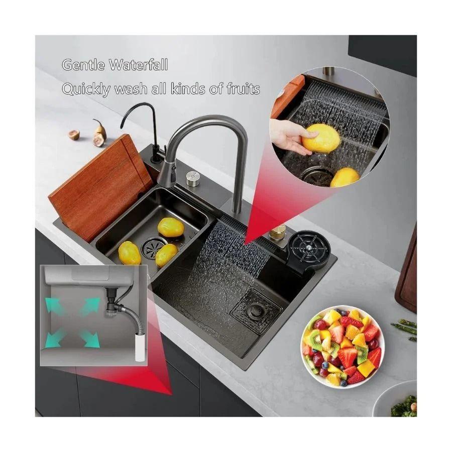 Lavaplatos De Cocina Cascada De Acero Inoxidable 75 X 45-4