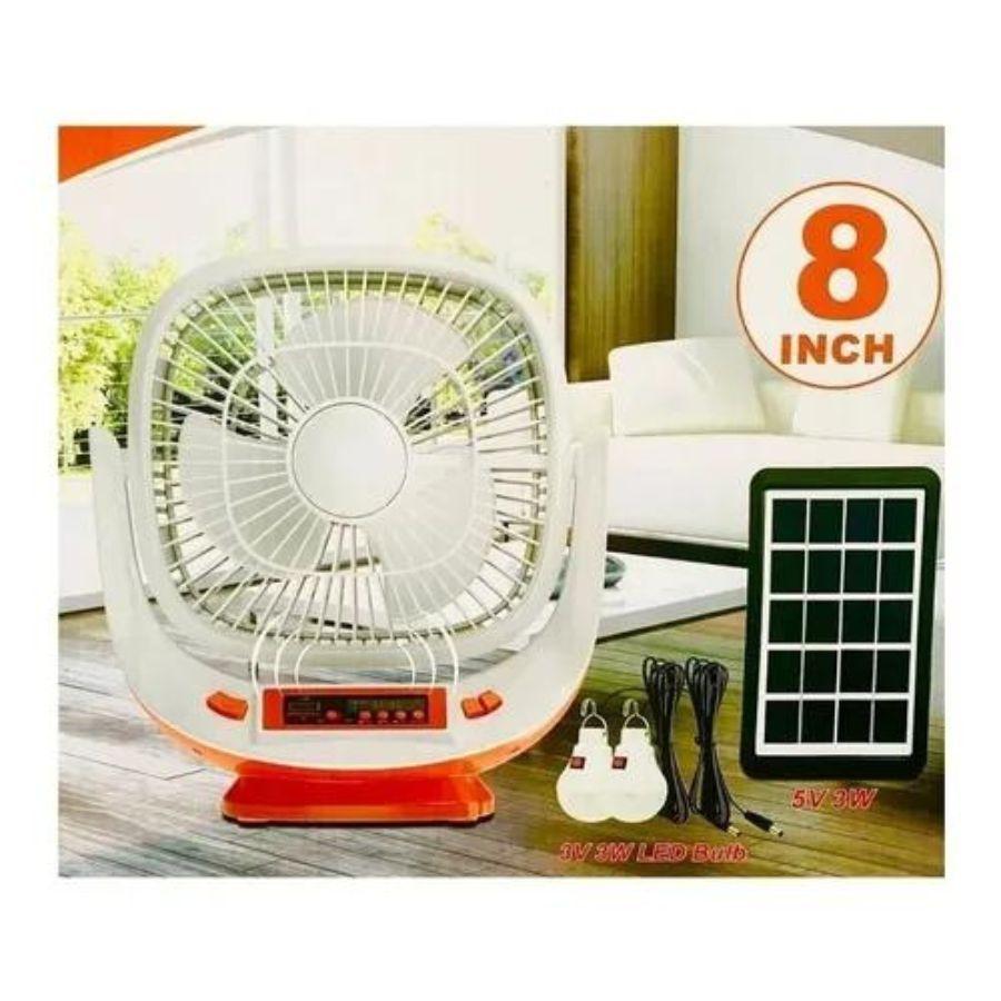 Ventilador Recargable con Panel Solas y 2 Lamparas-3