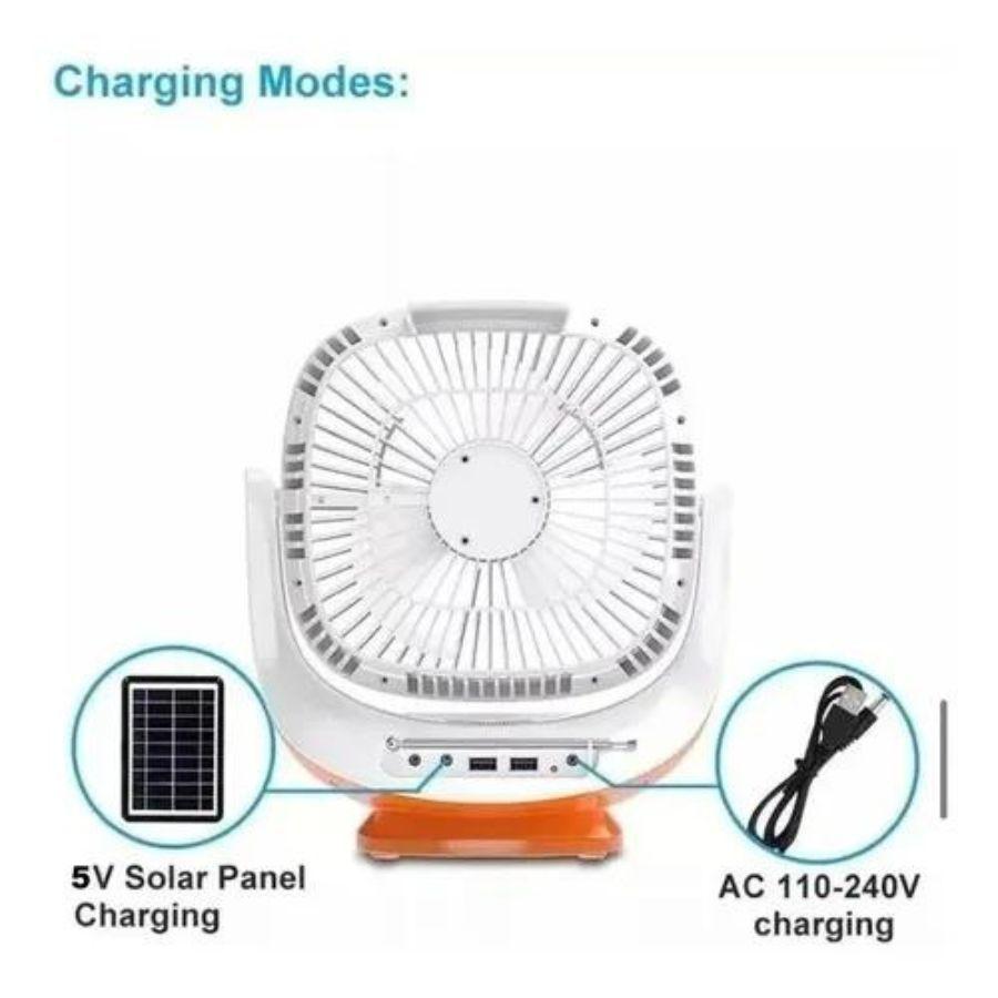 Ventilador Recargable con Panel Solas y 2 Lamparas-5