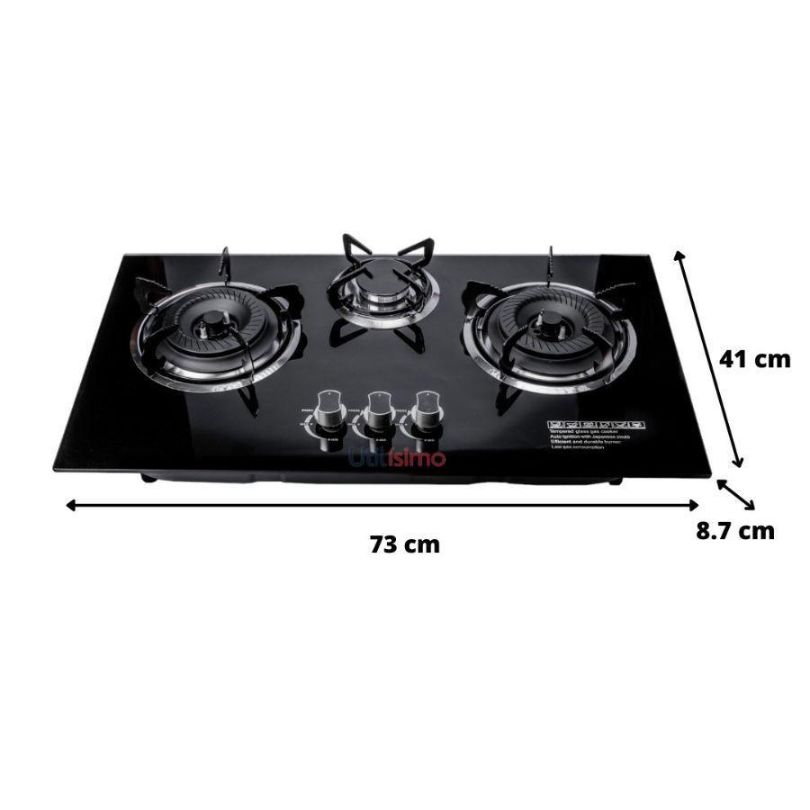 Cocina Encimera A Gas Placa Vidrio Templado 3 Platos-2