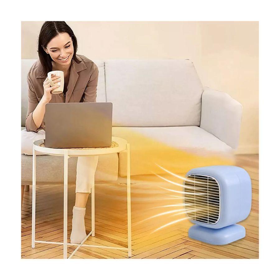 Mini Calentador Ventilador Silencioso Portátil De Manos Pies Azul-1
