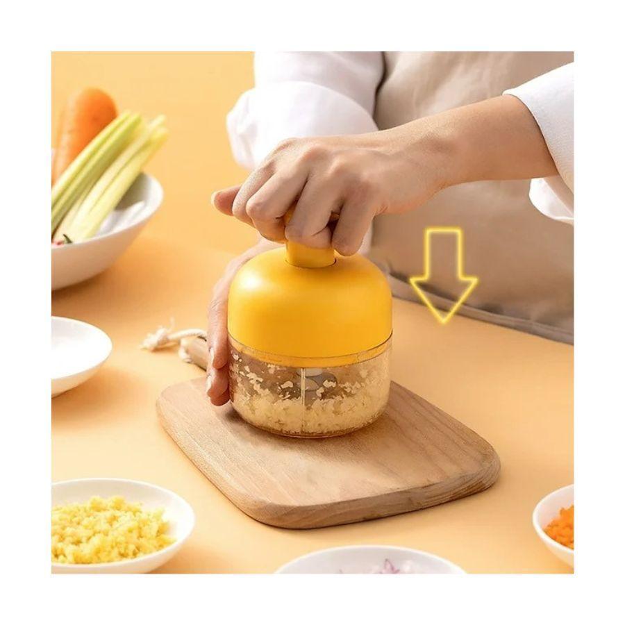 Mini Picadora Triturador 300ml Manual Verduras Ajo Portátil-5