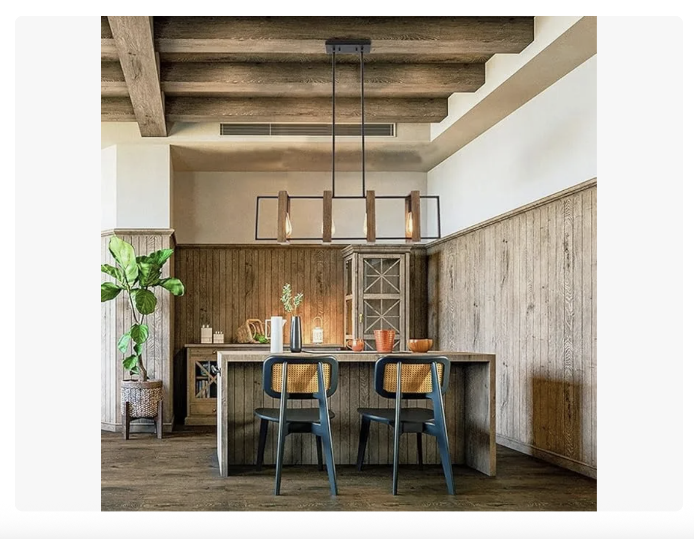Lampara Luces Colgante De Techo Madera Iluminacion Cocina 4 Focos-4