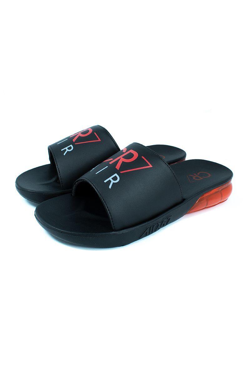 Sandalias Hombre Cr7-09 Rubber Negro Y Rojo-1