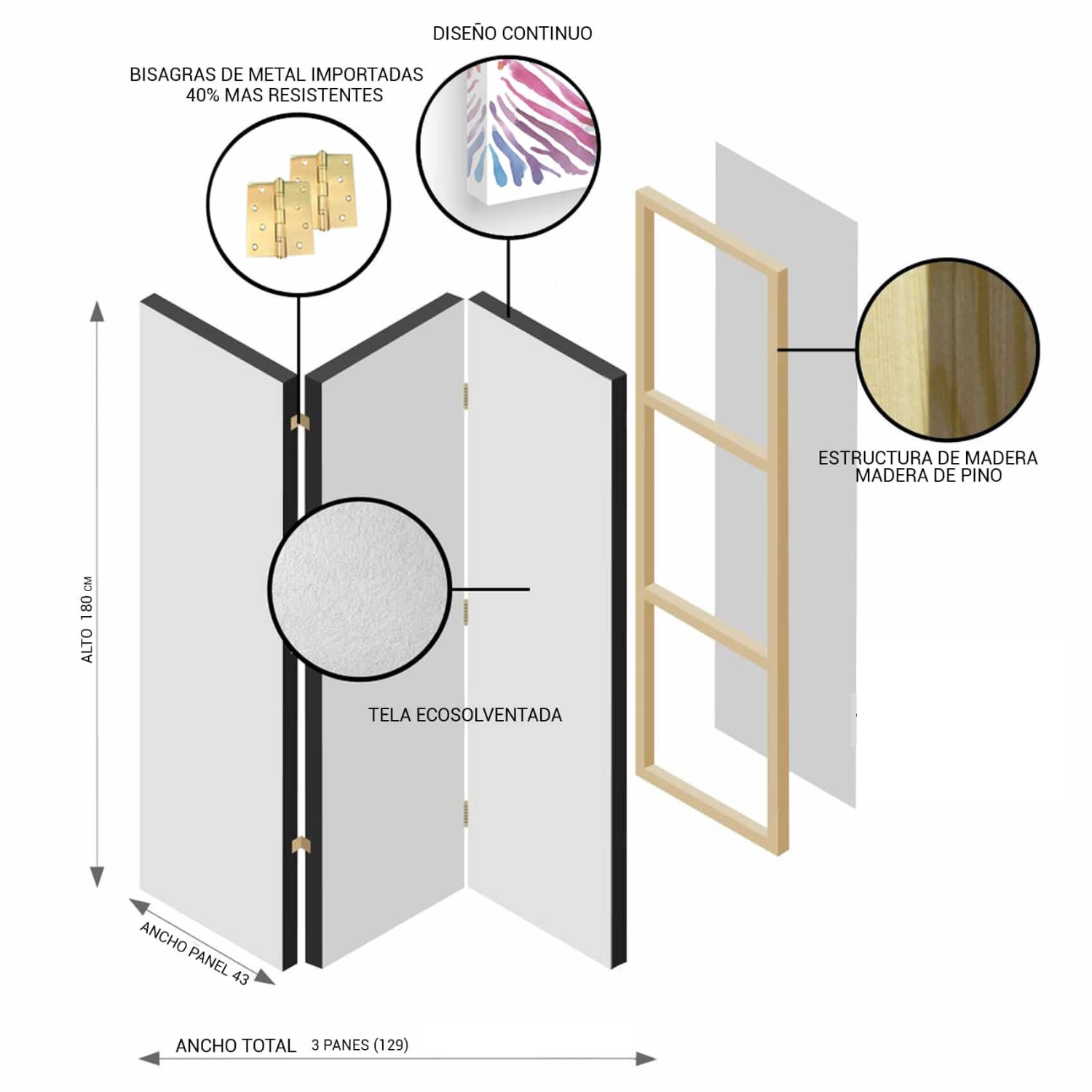Biombo Decorativo Separador Arte Mural-2