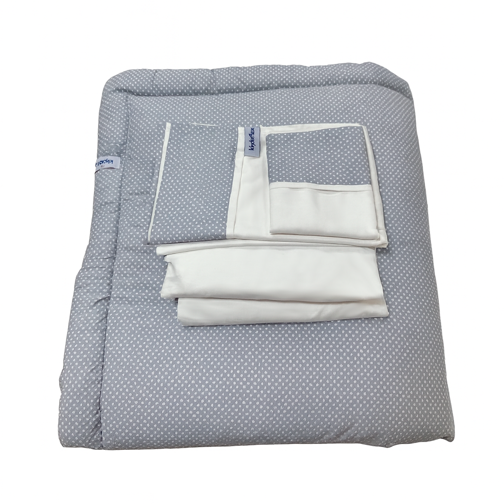 Set Cuna Playard 100% Algodón Grey-2