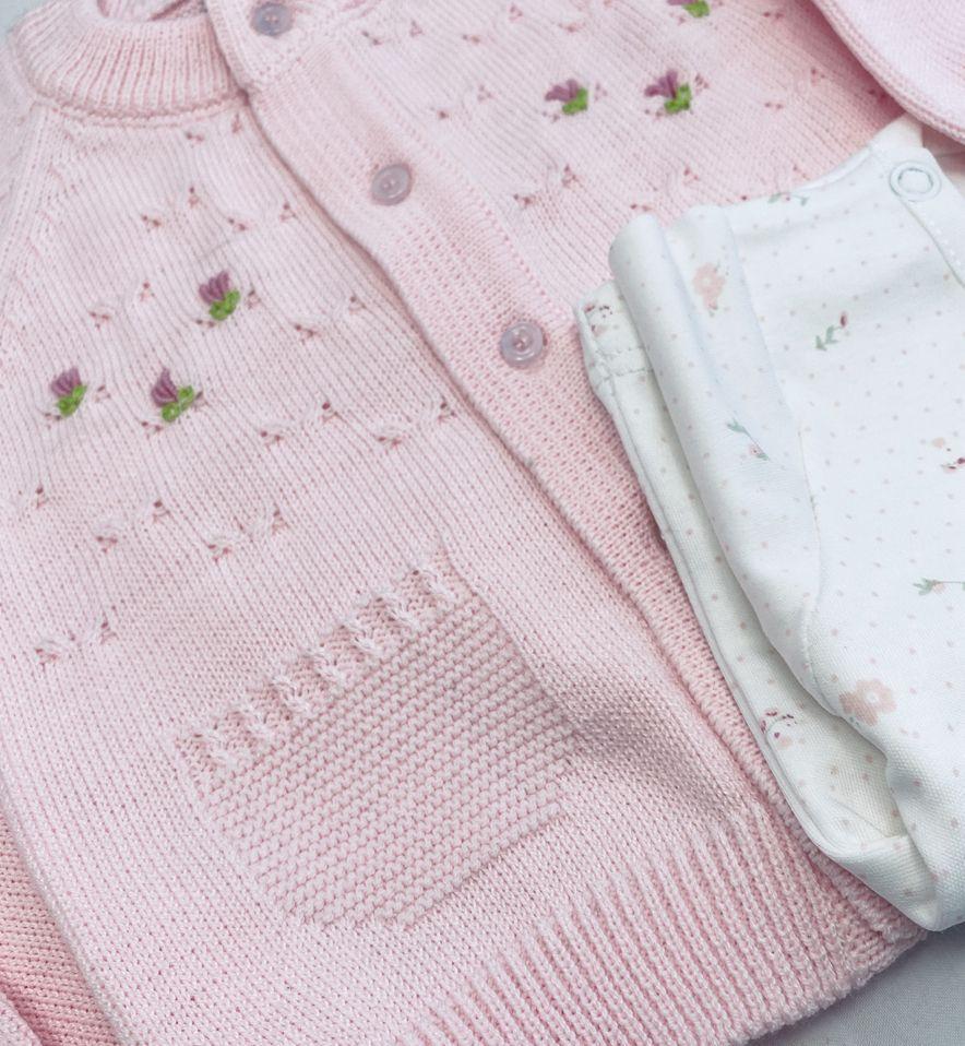 Conjunto 4 Piezas Tejido Flowers Rosa-1