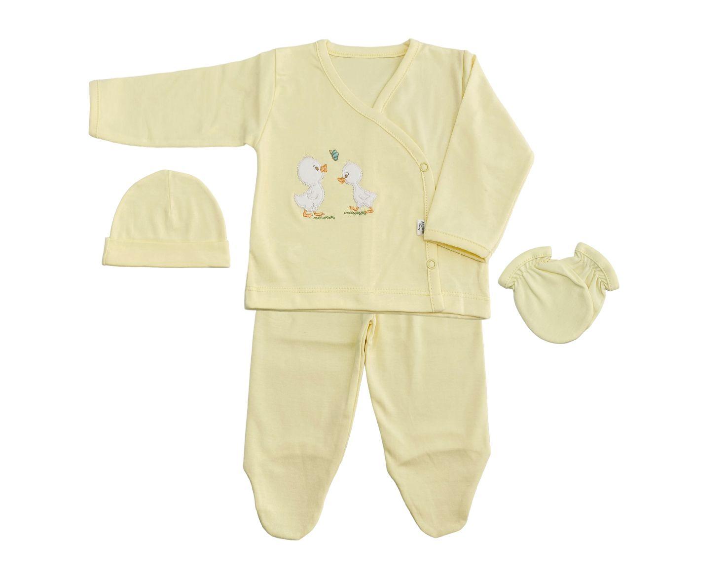 Ajuar 4 Piezas Bordado Little Ducks Algodón Peruano-0