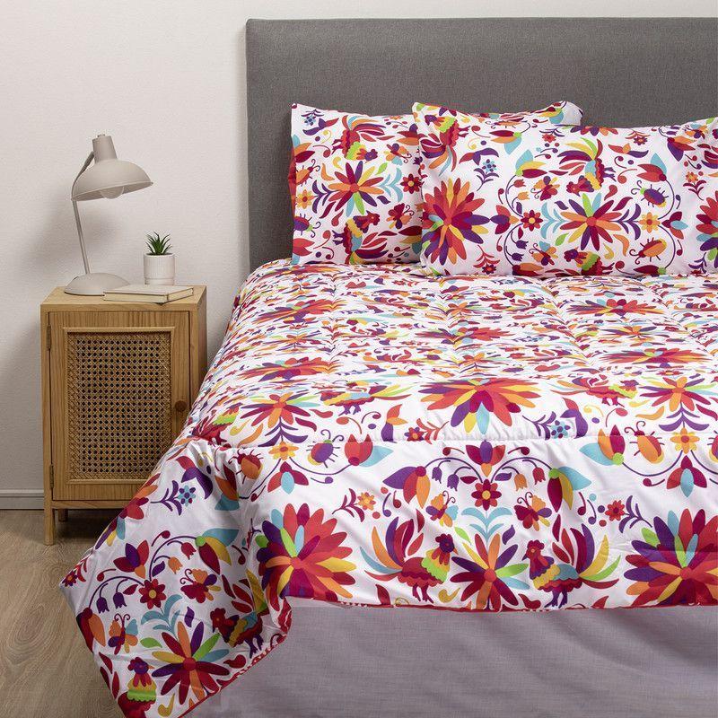 COMBO 18 PLUMON MEXICO REVERSIBLE ROJO 2 PLAZAS-1
