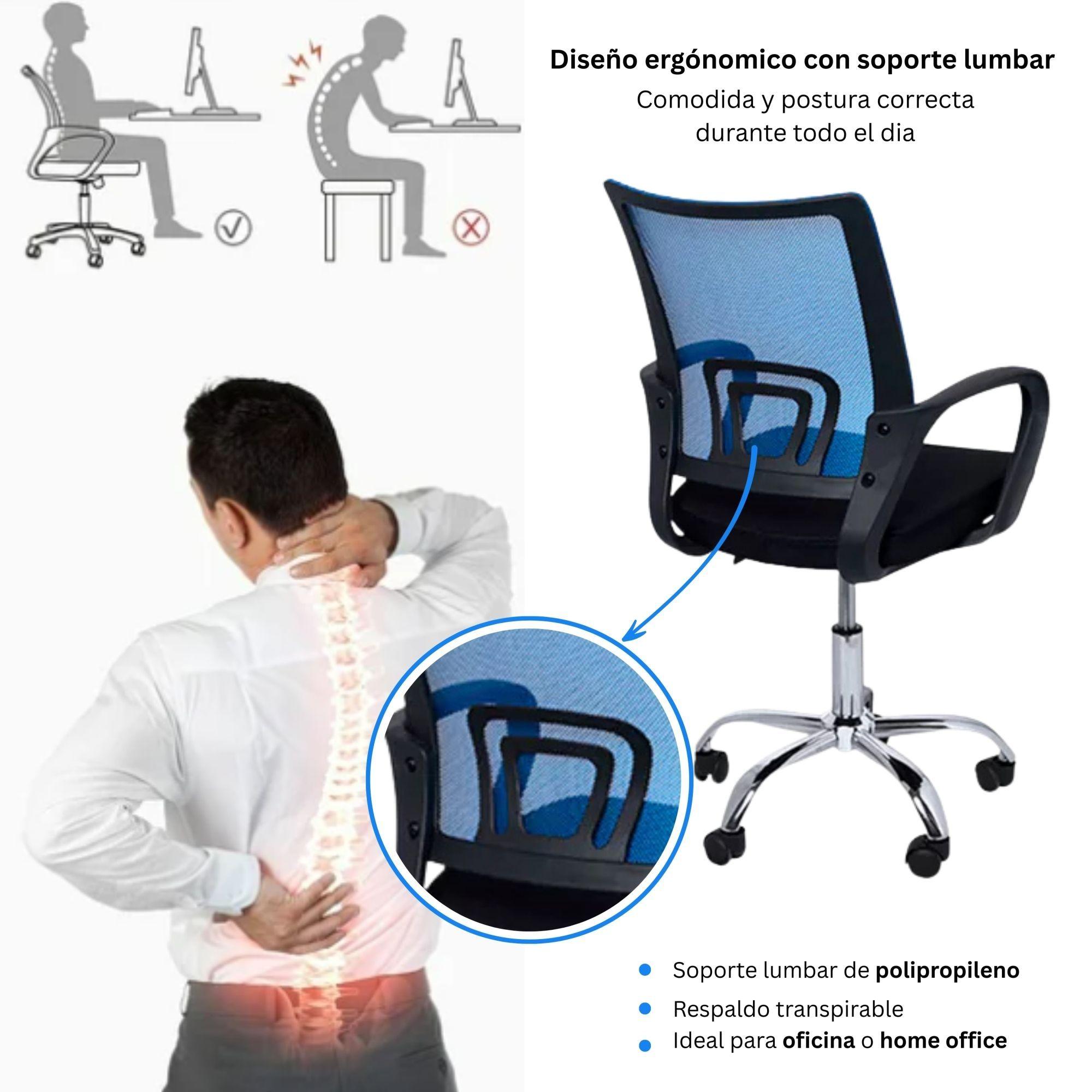 Combo 1 Escritorio Avellana + Silla New York Negra y Azul-5