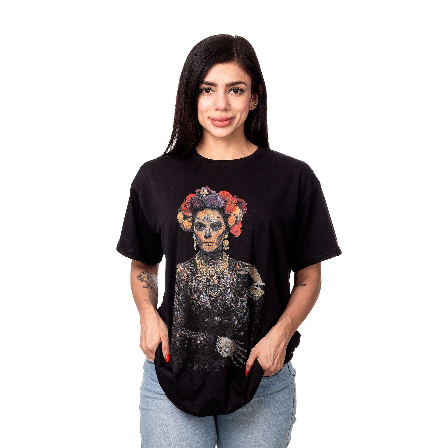 POLERA MUJER OVERSIZE ESTAMPADO KATRINA NEGRO SIGEL-0
