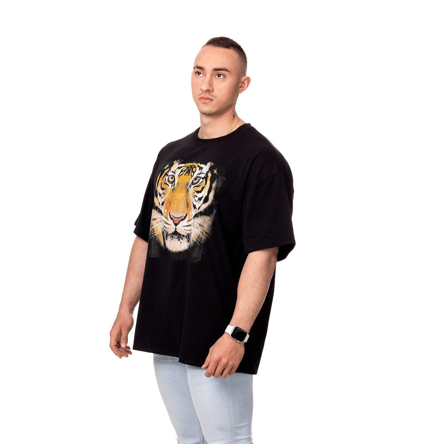 POLERA HOMBRE OVERSIZE ESTAMPADO TIGER NEGRO SIGEL-3