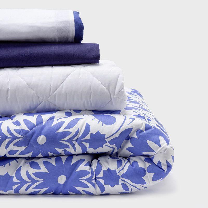 COMBO 52 PLUMON MEXICO REVERSIBLE AZUL 2 PLAZAS-0