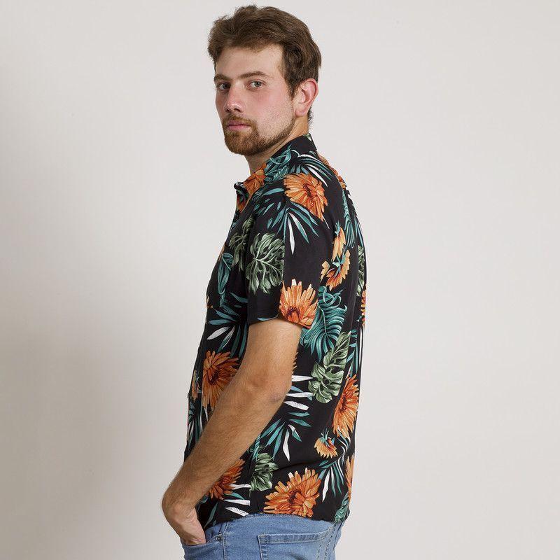 CAMISA HOMBRE MANGA CORTA HAWAIANA NEGRA-3