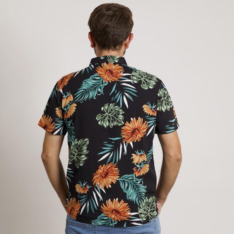 CAMISA HOMBRE MANGA CORTA HAWAIANA NEGRA-4