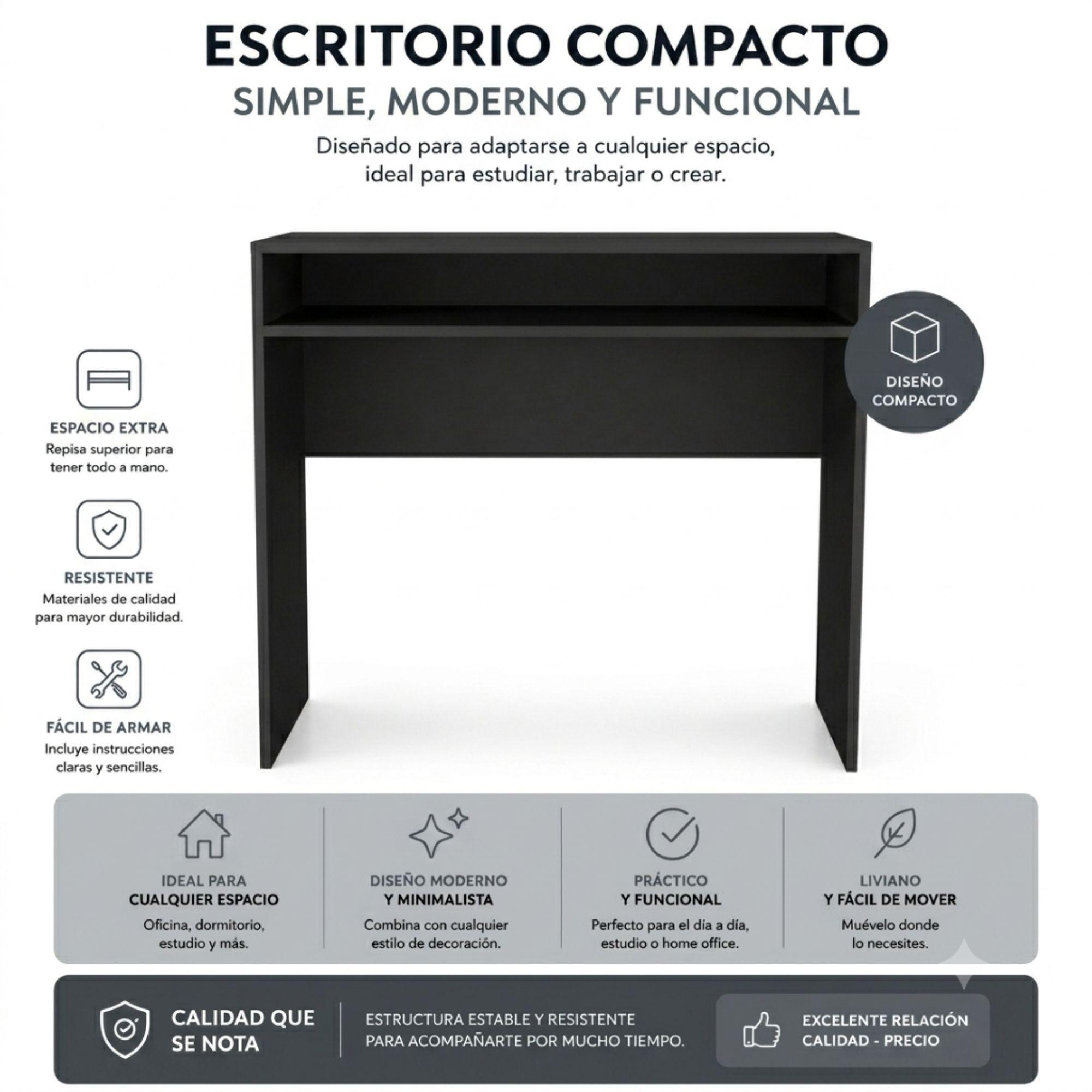 Set Escritorio Wengue Con Silla New York Negra-2