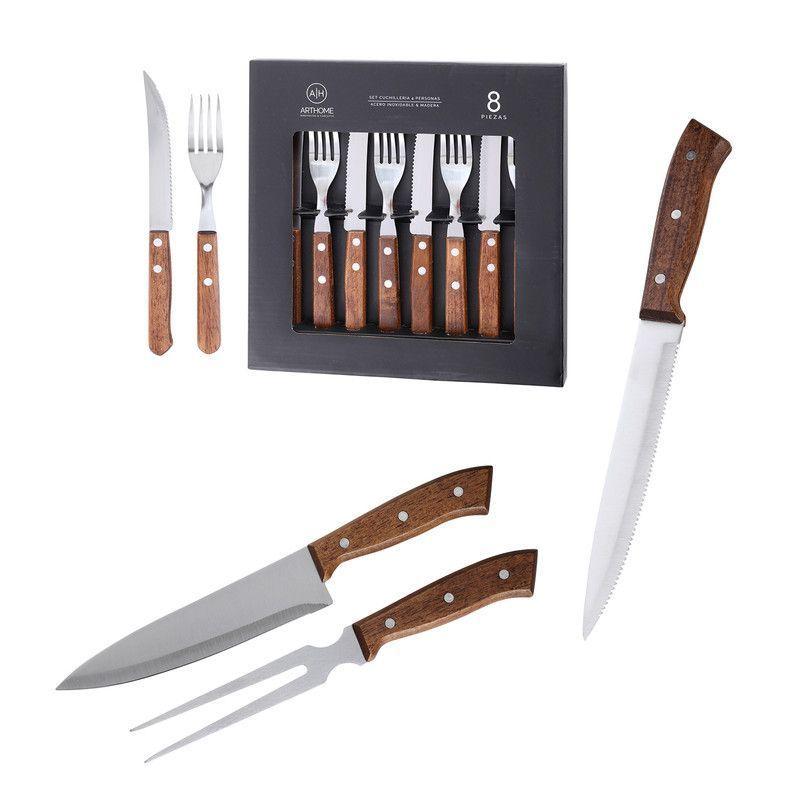 Set Parrillero 11 Piezas Arthome Acero Inoxidable con Cuchillos y Tenedores-0