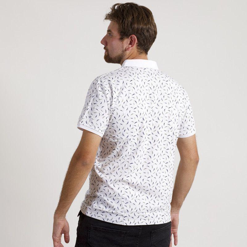 POLERA HOMBRE MC CUELLO POLO BLANCA / PLUMAS-4