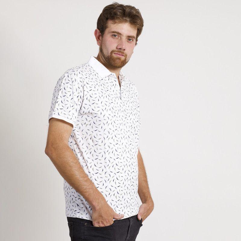 POLERA HOMBRE MC CUELLO POLO BLANCA / PLUMAS-3