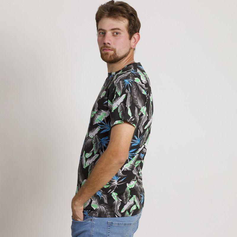 POLERA HOMBRE HAWAIANA MANGA CORTA NEGRA-4