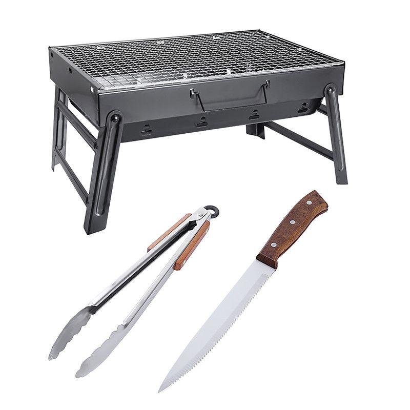 SET PARRILLA BBQ PORTATIL PARA CARBON + 2 PIEZAS AH17-0