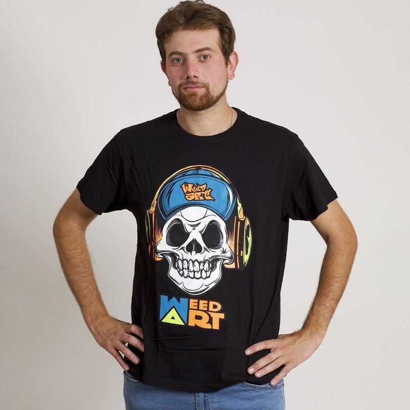 POLERA MANGA CORTA ESTAMPADA NEGRA CALAVERA MUSIC-3