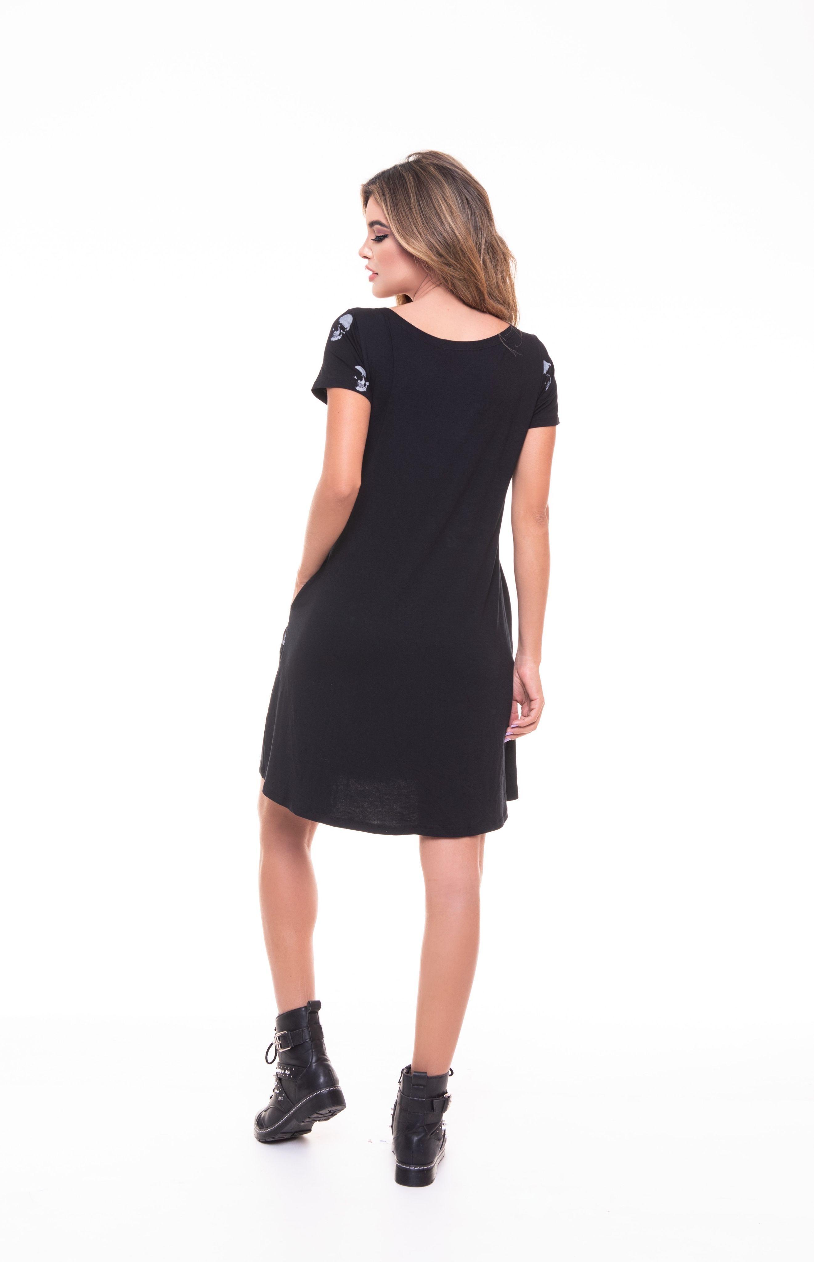 VESTIDO CORTO CON BOLSILLO SMALL SKULL BLACK RC-1-3