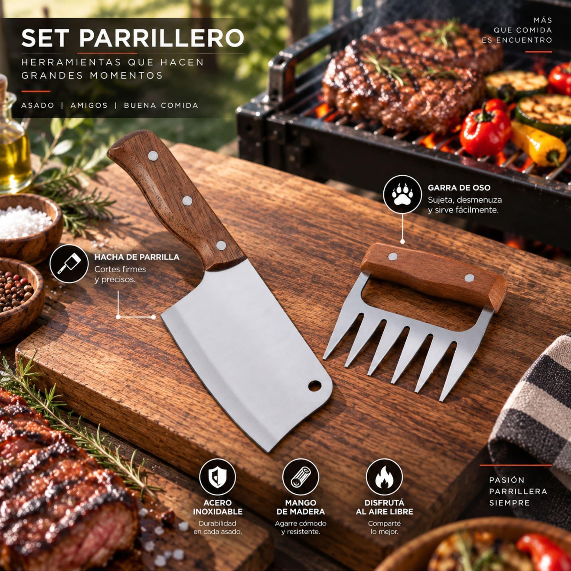 Set Parrilla 2 Piezas Acero Inoxidable Arthome PAR61-4