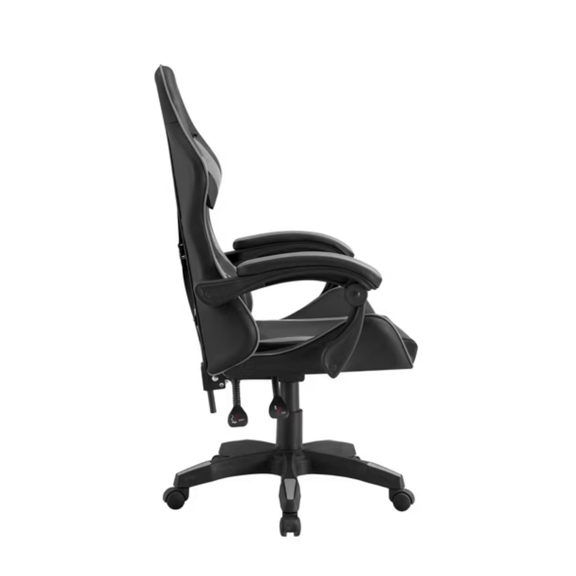 Silla Gamer Tokio Ergonómica Negro y Gris Reclinable Con Cojines-2