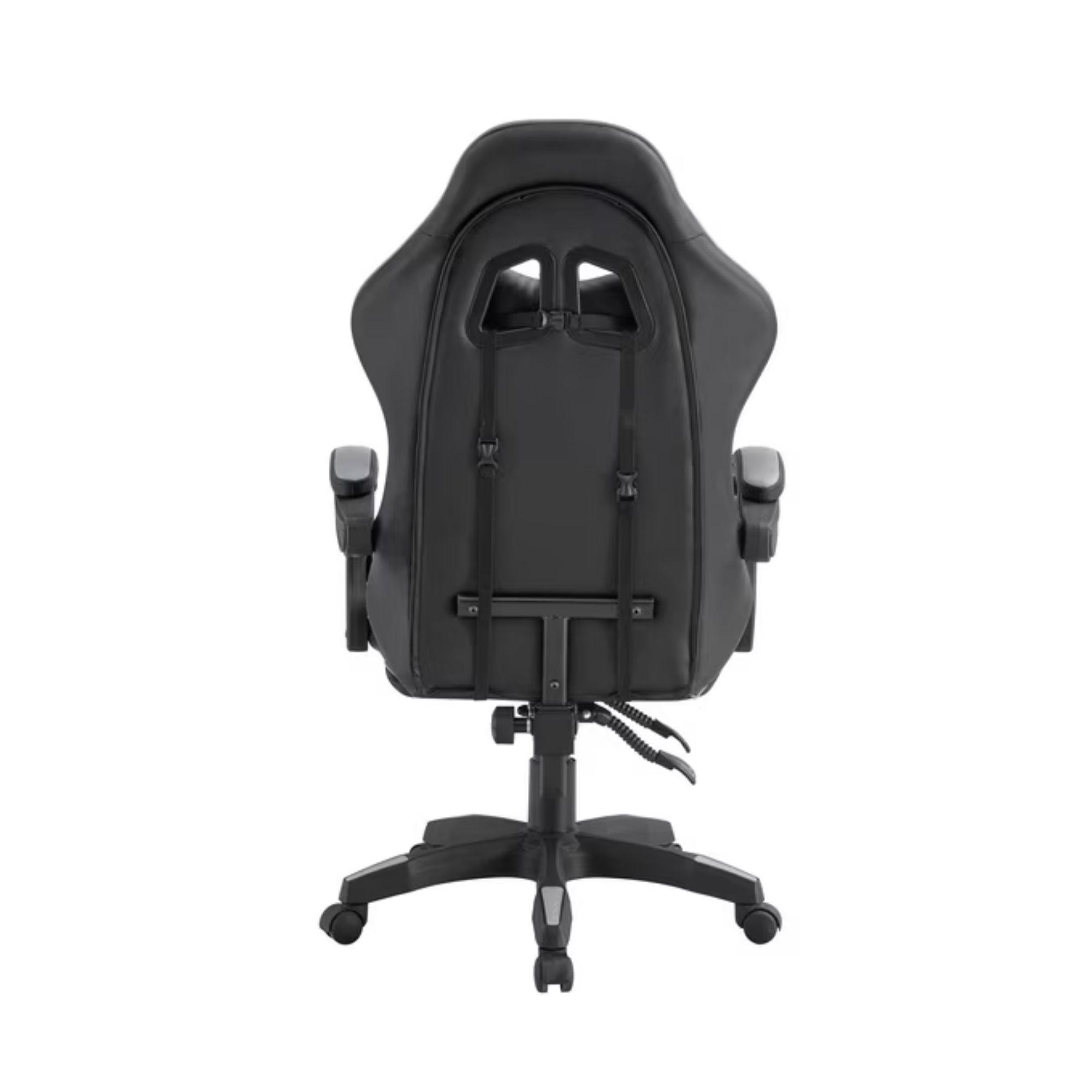 Silla Gamer Tokio Ergonómica Negro y Gris Reclinable Con Cojines-3