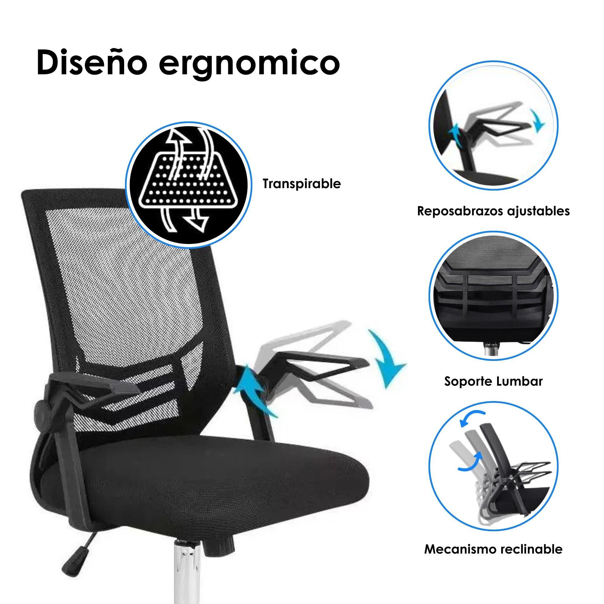 Silla de Oficina Ejecutiva Liverpool Ergonómica Negra con Altura Ajustable-3