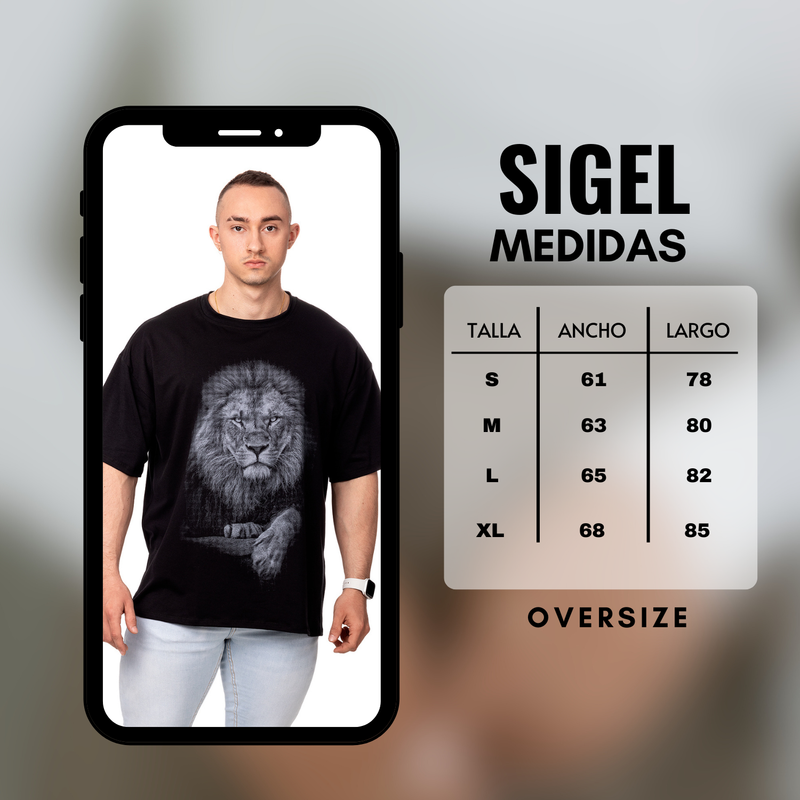 POLERA HOMBRE OVERSIZE ESTAMPADO KING LION NEGRO SIGEL-4