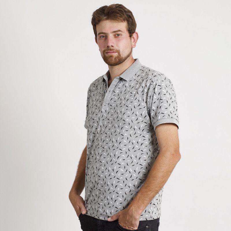 POLERA HOMBRE MC CUELLO POLO GRIS / PLUMAS-3