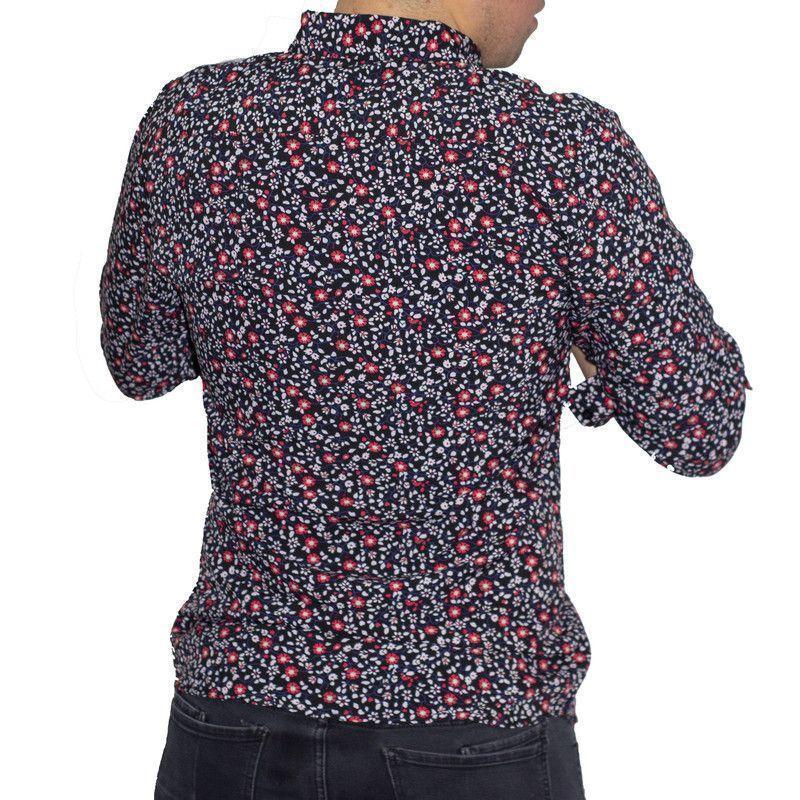 CAMISA FLOREADA DIABOLO SLIM FIT MANGA LARGA NEGRA-1