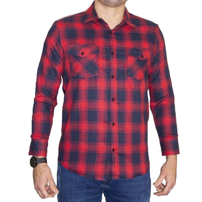 CAMISA LEÑADOR HUSTLA MANGA LARGA ROJO-0