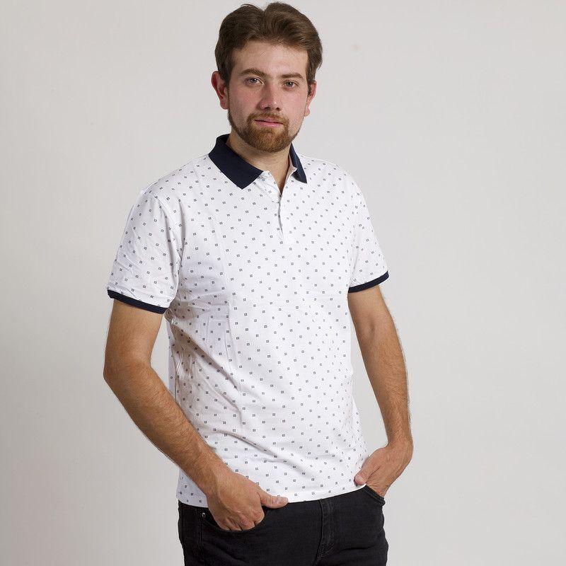 POLERA HOMBRE MC CUELLO POLO BLANCA / CUADROS-1