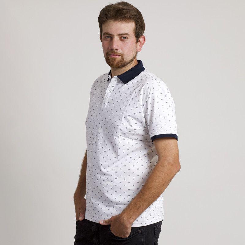 POLERA HOMBRE MC CUELLO POLO BLANCA / CUADROS-2