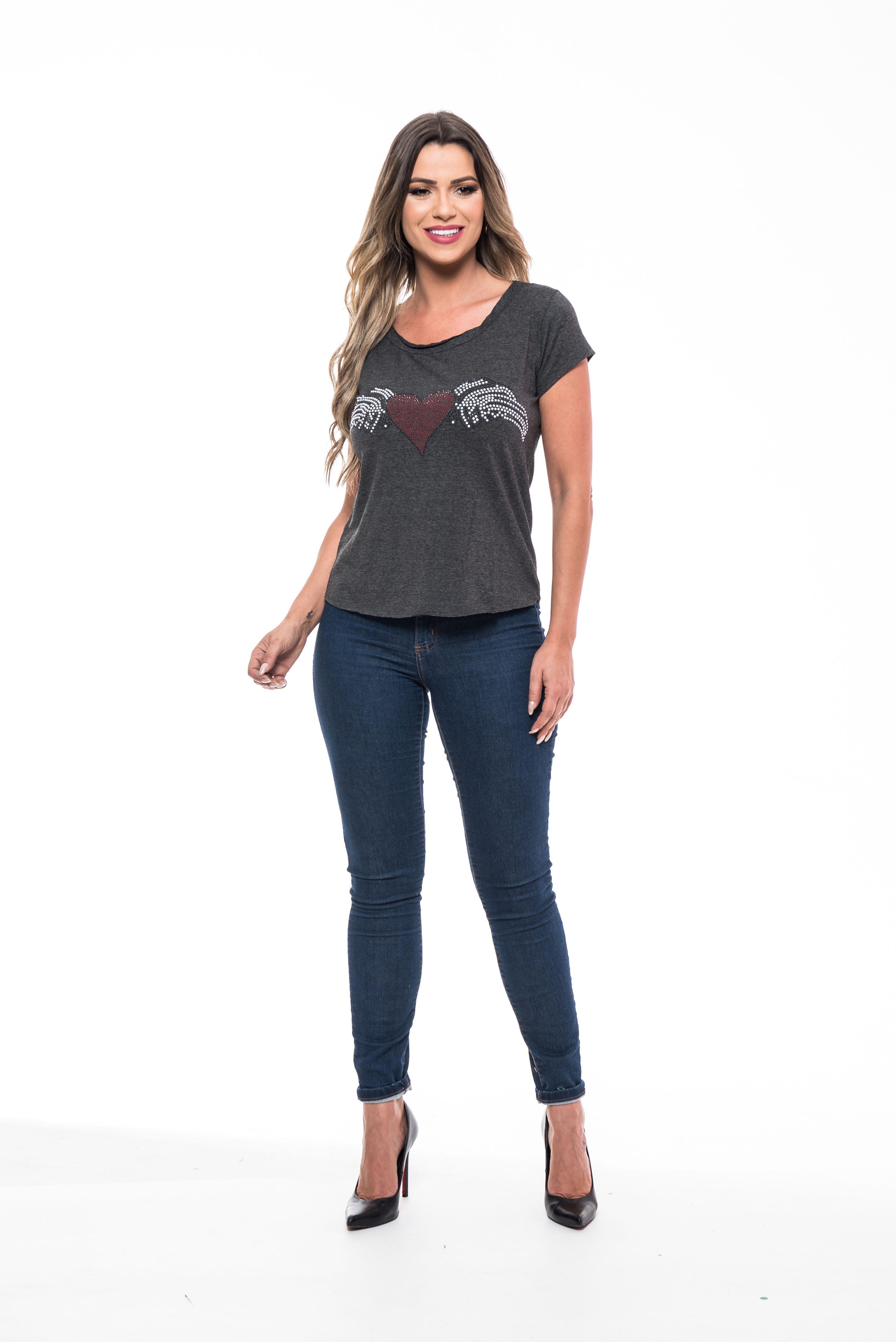 POLERA MC PEDRERIA HEART GRAY  RC-19-3