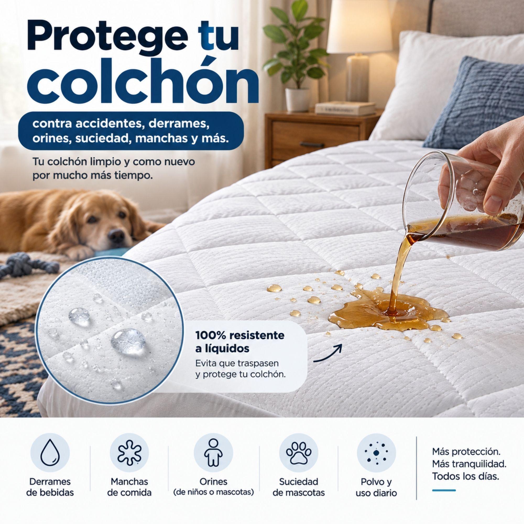 Cubrecolchón Protector Impermeable AquaBed Blanco 1 Plaza-4