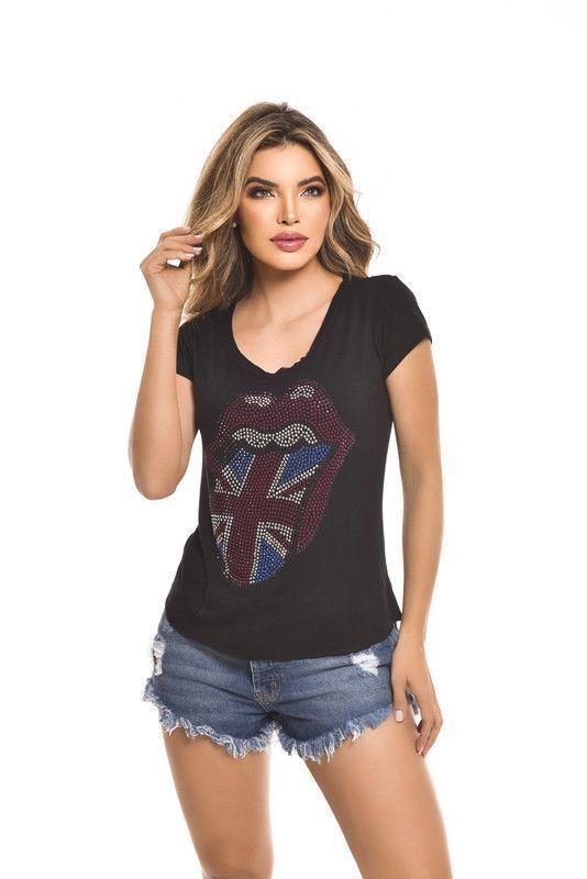 POLERA MC PEDRERIA ROLLING ENGLAND BLACK  RC-4-1