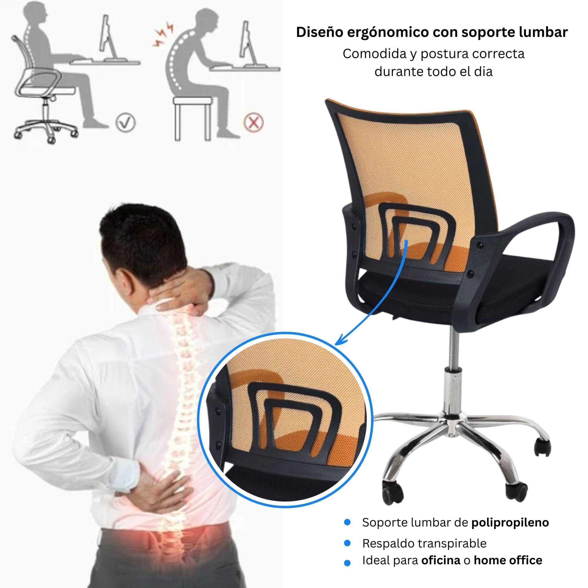Combo Oficina 1 Escritorio Avellana + Silla New York Negra y Naranjo-5
