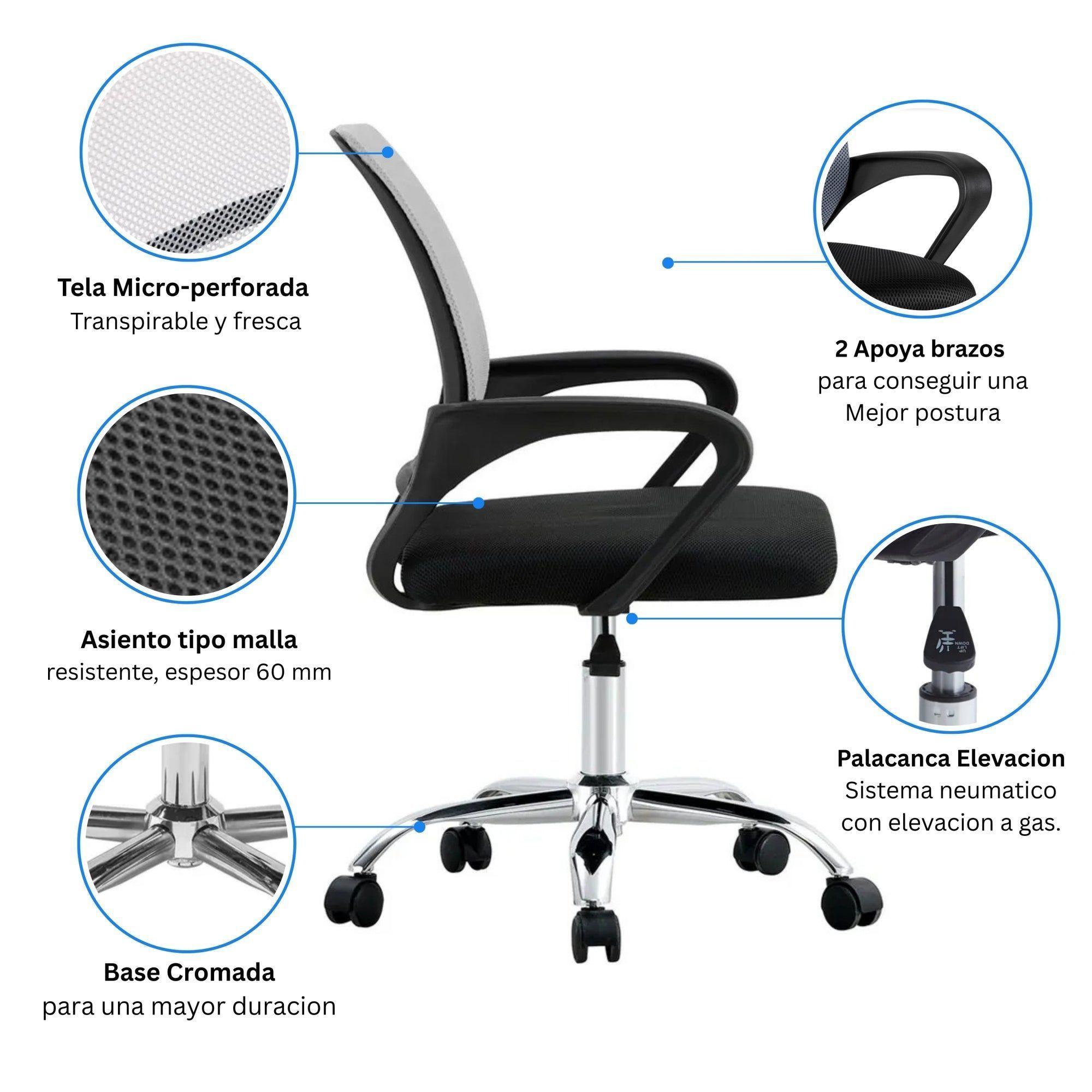 Combo Oficina 1 Escritorio Cartagena + Silla New York Negra y Blanca-4