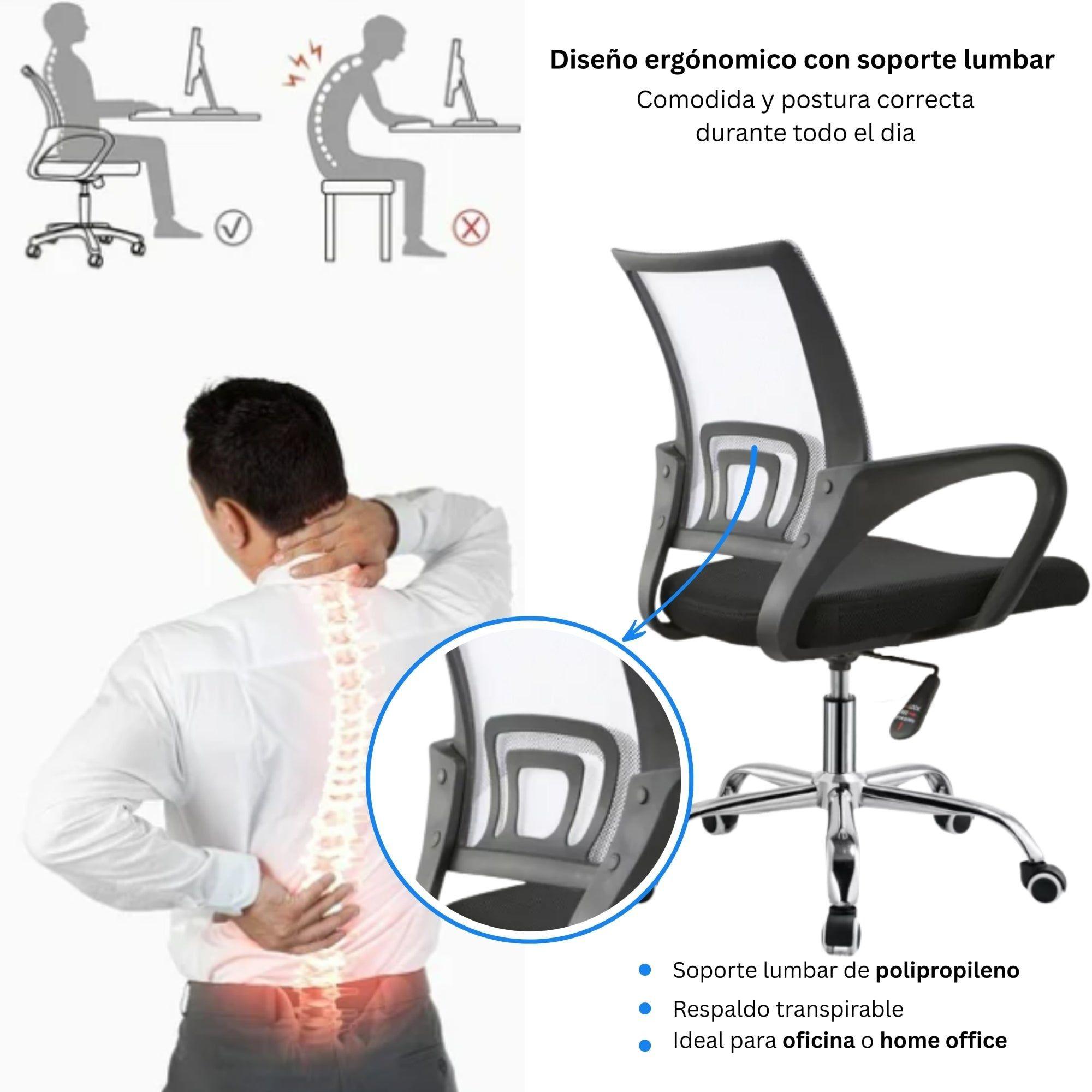 Combo Oficina 1 Escritorio Cartagena + Silla New York Negra y Blanca-5