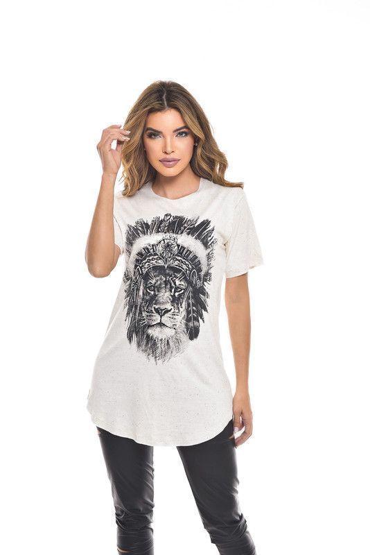 POLERA OVERSIZE ESTAMPADA LION WHITE RC-5-0